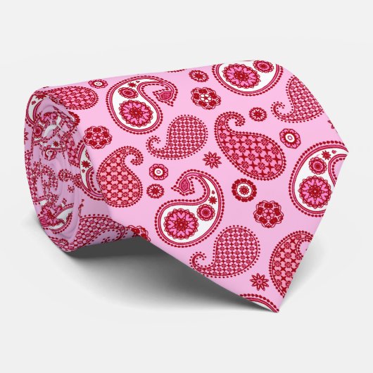 Paisley Pattern, Peppermint Pink und Weiß Krawatte (Gerollt)