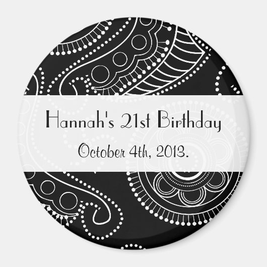 Paisley Pattern, Persian Paisley, Boteh, Birthday Magnet (Vorne)