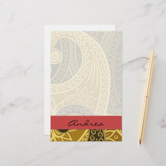 Paisley Pattern, Persian Paisley, Boteh, Ihr Name Briefpapier (Vorderseite/Rückseite Beispiel)