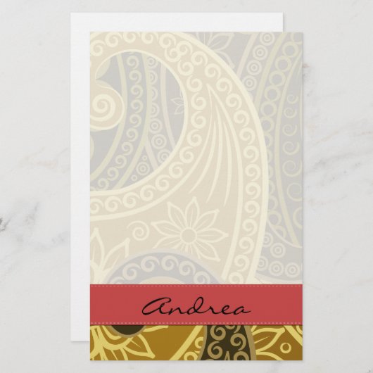 Paisley Pattern, Persian Paisley, Boteh, Ihr Name Briefpapier (Vorne/Hinten)