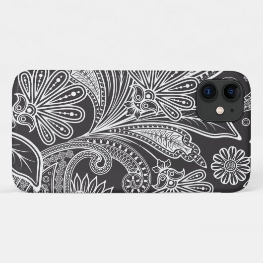 Paisley Pattern, Persisch Paisley, Schwarz und Wei Case-Mate iPhone Hülle (Rückseite (Horizontal))