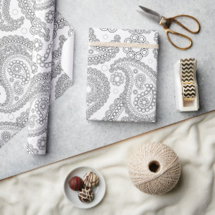 Paisley Pattern, Persisch Paisley, Schwarz und Wei Geschenkpapier