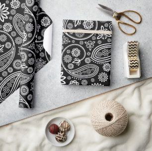 Paisley Pattern, Persisch Paisley, Schwarz und Wei Geschenkpapier