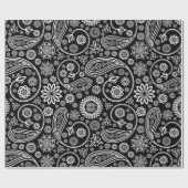 Paisley Pattern, Persisch Paisley, Schwarz und Wei Geschenkpapier (Flach)