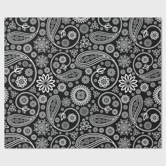 Paisley Pattern, Persisch Paisley, Schwarz und Wei Geschenkpapier (Flach)
