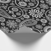 Paisley Pattern, Persisch Paisley, Schwarz und Wei Geschenkpapier (Ecke)