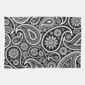 Paisley Pattern, Persisch Paisley, Schwarz und Wei Geschirrtuch (Horizontal)