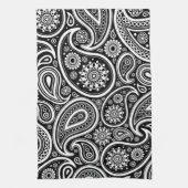 Paisley Pattern, Persisch Paisley, Schwarz und Wei Geschirrtuch (Vertikal)