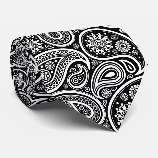 Paisley Pattern, Persisch Paisley, Schwarz und Wei Krawatte (Gerollt)