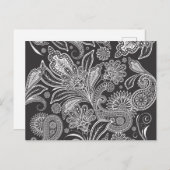Paisley Pattern, Persisch Paisley, Schwarz und Wei Postkarte (Vorne/Hinten)