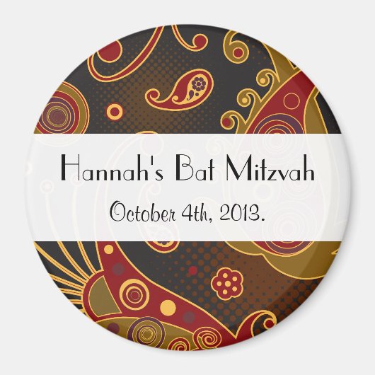 Paisley Pattern, Persisches Paisley, Bat Mitzvah Magnet (Vorne)