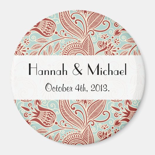 Paisley Pattern, Persisches Paisley, Boteh, Hochze Magnet (Vorne)