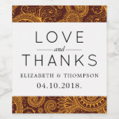 Paisley Pattern, Persisches Paisley, Boteh, Hochze Weinetikett (Einzelnes Label)