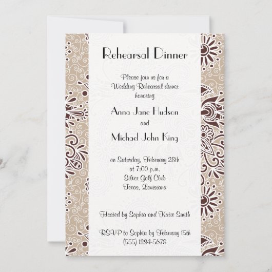 Paisley Pattern, Persisches Paisley, Probe Dinner Einladung (Vorderseite)