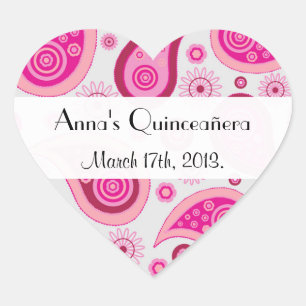 Paisley Pattern, Persisches Paisley, Quinceanera Herz-Aufkleber