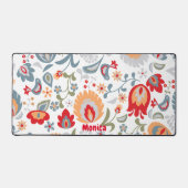 Paisley Pattern Personalisierter Skriptname Schreibtischunterlage (Vorderseite)