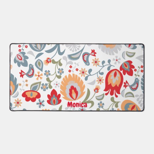 Paisley Pattern Personalisierter Skriptname Schreibtischunterlage (Vorderseite)