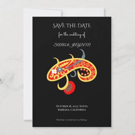 Paisley Pattern Poster – Boho Floral Mandala Art Save The Date (Vorderseite)