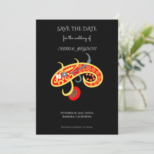 Paisley Pattern Poster – Boho Floral Mandala Art Save The Date (Stehend Vorderseite)