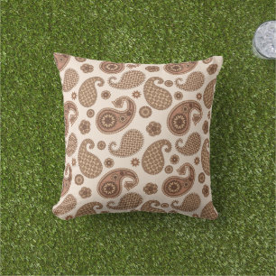 Paisley Pattern, Schokolade Brown und Tan auf Beig Kissen
