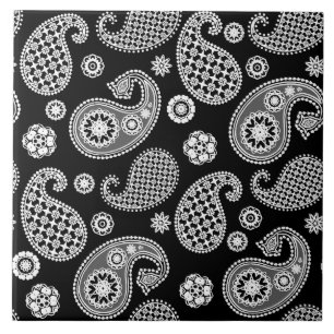 Paisley Pattern, Schwarz und Weiß Fliese