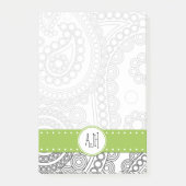 Paisley Pattern, Schwarz und Weiß, Monogramm Post-it Klebezettel (Vorderseite)