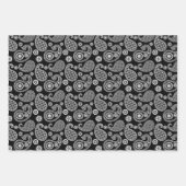 Paisley Pattern, schwarz, weiß und rot Geschenkpapier Set (Vorderseite 3)
