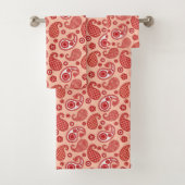 Paisley Pattern, Shades of Coral Orange Badhandtuch Set (Insitu)