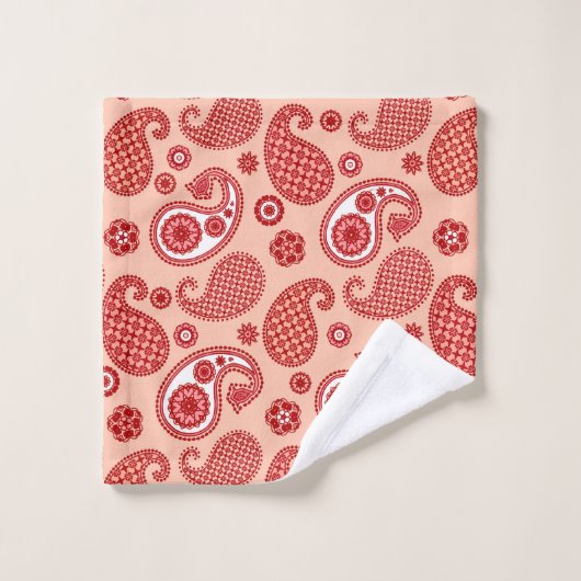 Paisley Pattern, Shades of Coral Orange Badhandtuch Set (Waschlappen)