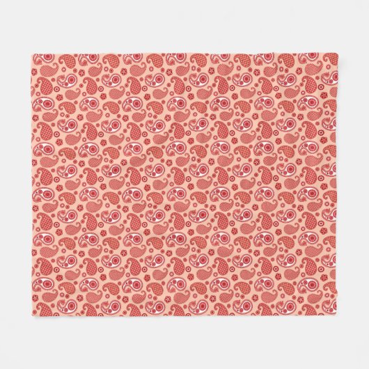 Paisley Pattern, Shades of Coral Orange Fleecedecke (Vorderseite (Horizontal))