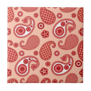 Paisley Pattern, Shades of Coral Orange Fliese