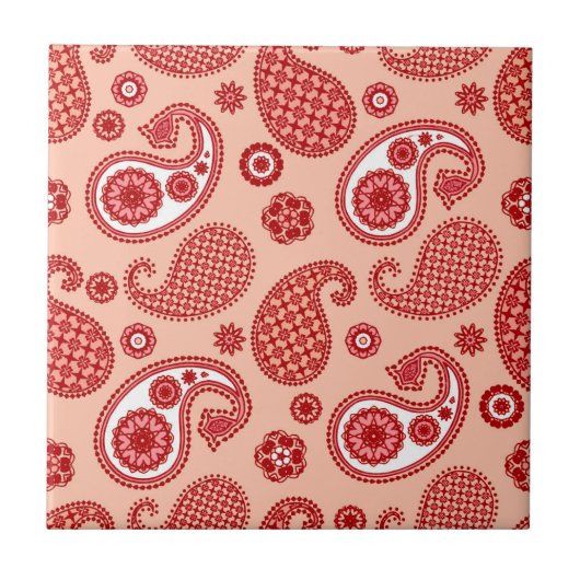 Paisley Pattern, Shades of Coral Orange Fliese (Vorderseite)