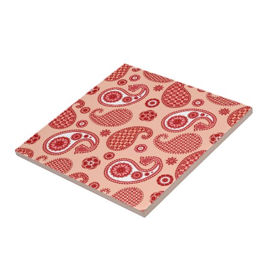 Paisley Pattern, Shades of Coral Orange Fliese (Seite)