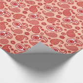 Paisley Pattern, Shades of Coral Orange Geschenkpapier (Ecke)