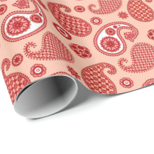 Paisley Pattern, Shades of Coral Orange Geschenkpapier