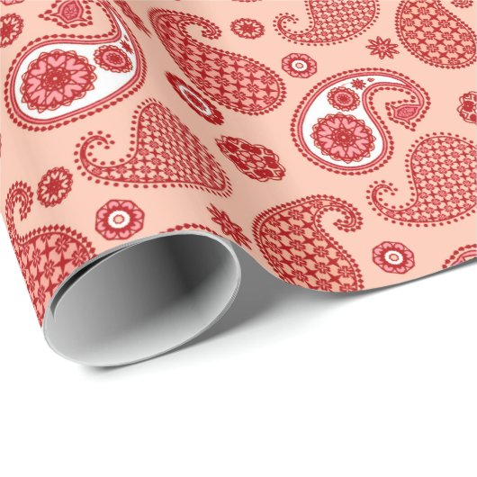 Paisley Pattern, Shades of Coral Orange Geschenkpapier (Rolleneckpunkt)