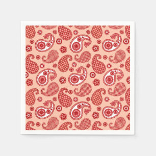 Paisley Pattern, Shades of Coral Orange Serviette