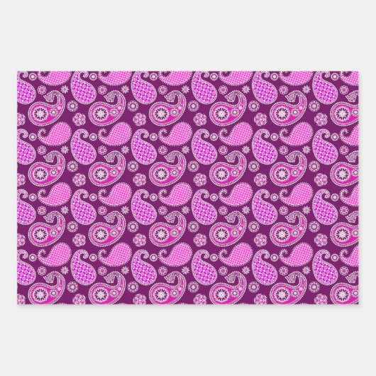 Paisley Pattern, Shades of Orchid und Lila Geschenkpapier Set (Vorderseite 3)