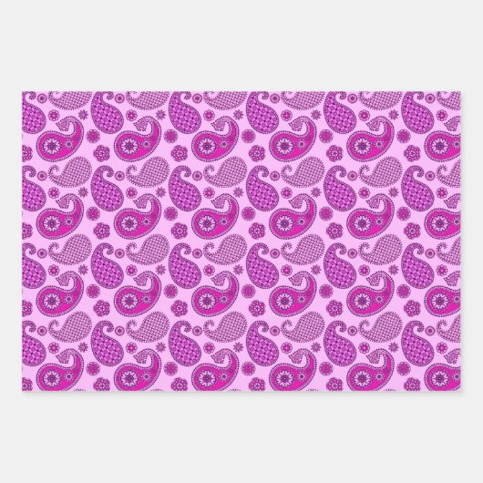 Paisley Pattern, Shades of Orchid und Lila Geschenkpapier Set (Vorderseite)