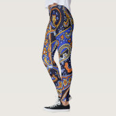 Paisley Pattern Vintag Blue Retro Leggings (Links)