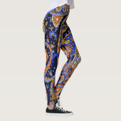 Paisley Pattern Vintag Blue Retro Leggings (Rechts)