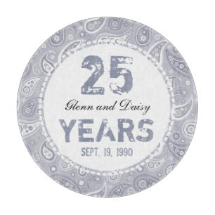 Paisley Pattern zum 25. Mal zum Hochzeitstag Schneidebrett