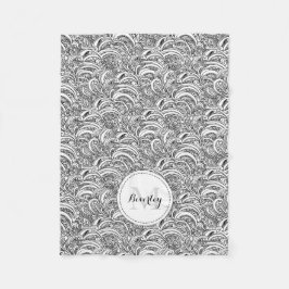 Paisley Patterns Schwarz-weiße Namenskissen Fleecedecke