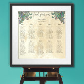 Paisley Peacock Blue Green Seating Chart 10 Tische Poster