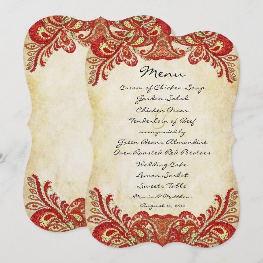 Paisley Peacock Colors Einladungen für Hochzeiten (Vorne/Hinten)