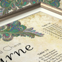 Paisley Peacock Colors Empfang Seekarte Poster