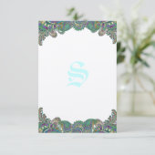 Paisley Peacock Colors Hochzeitskarten Einladung (Stehend Vorderseite)