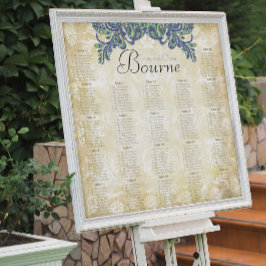 Paisley Peacock Colors Reception Seating Chart Poster