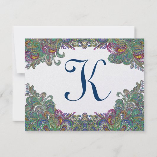 Paisley Peacock Colors UAWG RSVP Karte (Rückseite)