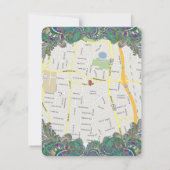 Paisley Peacock Colors Wedding Direction Empfang Einladung (Rückseite)